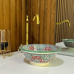 Handmade Ceramic Sink-Bathroom Ceramic Sink-Moroccan Basin-Hand Painted Ceramic Sink-Vanity-Kitchen Tub-Pottery Bathroom Sink-Clay Bowl