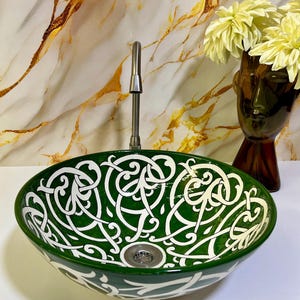 Handmade Ceramic Sink-Bathroom Ceramic Sink-Moroccan Basin-Hand Painted Ceramic Sink-Vanity-Kitchen Tub-Pottery Bathroom Sink-Clay Bowl