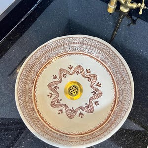 Handmade Moroccan Ceramic Sink: Hand-Painted Terracotta Basin