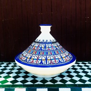 Handmade Moroccan Tagine, Large Ceramic Cookware, Geometric Pattern