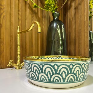 Handmade Ceramic Sink-Bathroom Ceramic Sink-Moroccan Basin-Hand Painted Ceramic Sink-Vanity-Kitchen Tub-Pottery Bathroom Sink-Clay Bowl