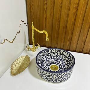 Handmade Ceramic Sink-Bathroom Ceramic Sink-Moroccan Basin-Hand Painted Ceramic Sink-Vanity-Kitchen Tub-Pottery Bathroom Sink-Clay Bowl