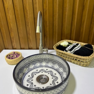 Handmade Ceramic Sink-Bathroom Ceramic Sink-Moroccan Basin-Hand Painted Ceramic Sink-Vanity-Kitchen Tub-Pottery Bathroom Sink-Clay Bowl