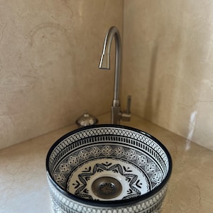 Handmade Ceramic Sink-Bathroom Ceramic Sink-Moroccan Basin-Hand Painted Ceramic Sink-Vanity-Kitchen Tub-Pottery Bathroom Sink-Clay Bowl