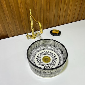 Handmade Ceramic Sink-Bathroom Ceramic Sink-Moroccan Basin-Hand Painted Ceramic Sink-Vanity-Kitchen Tub-Pottery Bathroom Sink-Clay Bowl