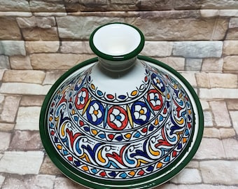 Marockansk Keramik Tajine - Serveringstagine - Handmålad Beurrier för Kök - Handgjord Traditionell Tagine - Brudtärnepresent - Keramisk kruka