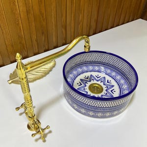 Handmade Ceramic Sink-Bathroom Ceramic Sink-Moroccan Basin-Hand Painted Ceramic Sink-Vanity-Kitchen Tub-Pottery Bathroom Sink-Clay Bowl