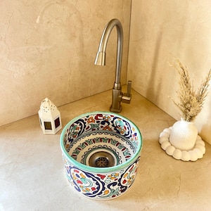 Handmade Ceramic Sink-Bathroom Ceramic Sink-Moroccan Basin-Hand Painted Ceramic Sink-Vanity-Kitchen Tub-Pottery Bathroom Sink-Clay Bowl