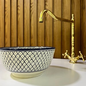 Handmade Ceramic Sink-Bathroom Ceramic Sink-Moroccan Basin-Hand Painted Ceramic Sink-Vanity-Kitchen Tub-Pottery Bathroom Sink-Clay Bowl
