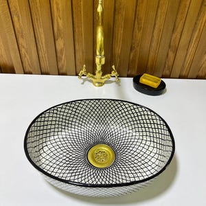 Handcrafted Sink oval Sink-Bathroom Ceramic Oval Sink-Moroccan Basin-Hand Painted Ceramic oval Sink-Vanity-Kitchen Tub-Oval Bathroom Sink