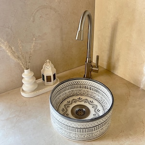 Handmade Ceramic Sink-Bathroom Ceramic Sink-Moroccan Basin-Hand Painted Ceramic Sink-Vanity-Kitchen Tub-Pottery Bathroom Sink-Clay Bowl