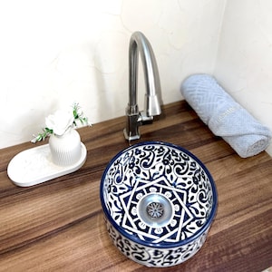 Handmade Ceramic Sink-Bathroom Ceramic Sink-Moroccan Basin-Hand Painted Ceramic Sink-Vanity-Kitchen Tub-Pottery Bathroom Sink-Clay Bowl
