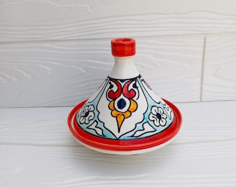 Marockansk Keramik Tajine - Serveringstagine - Handmålad Beurrier för Kök - Handgjord Traditionell Tagine - Brudtärnepresent - Keramisk kruka