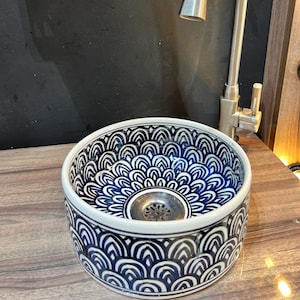 Handmade Ceramic Sink-Bathroom Ceramic Sink-Moroccan Basin-Hand Painted Ceramic Sink-Vanity-Kitchen Tub-Pottery Bathroom Sink-Clay Bowl