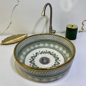 Handmade Ceramic Sink-Bathroom Ceramic Sink-Moroccan Basin-Hand Painted Ceramic Sink-Vanity-Kitchen Tub-Pottery Bathroom Sink-Clay Bowl