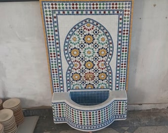 Handmade Moroccan Mosaic Tile Fountain -Mosaic Garden Water Feature