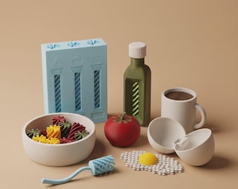Set da gioco con la pasta, giocattolo Montessori per il gioco di ruolo in cucina, attività per lo sviluppo della motricità fine, set da gioco sensoriale da cucina, giocattolo stampato in 3D