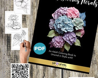 Flower Coloring Book for Adults Teens Botanical Printable Downloads PDFs Coloring Sheets