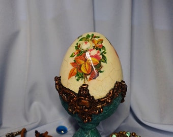 Easter Egg Decoration, Decoupage Egg, Decorated Egg, Easter Gift, Handmade Decorated Egg