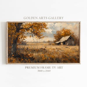 Autumn Farmhouse Landscape Art: Rustic Fall Samsung Frame TV Art (Digital Download)