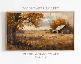 Autumn Farmhouse Landscape Art: Rustic Fall Samsung Frame TV Art (Digital Download)