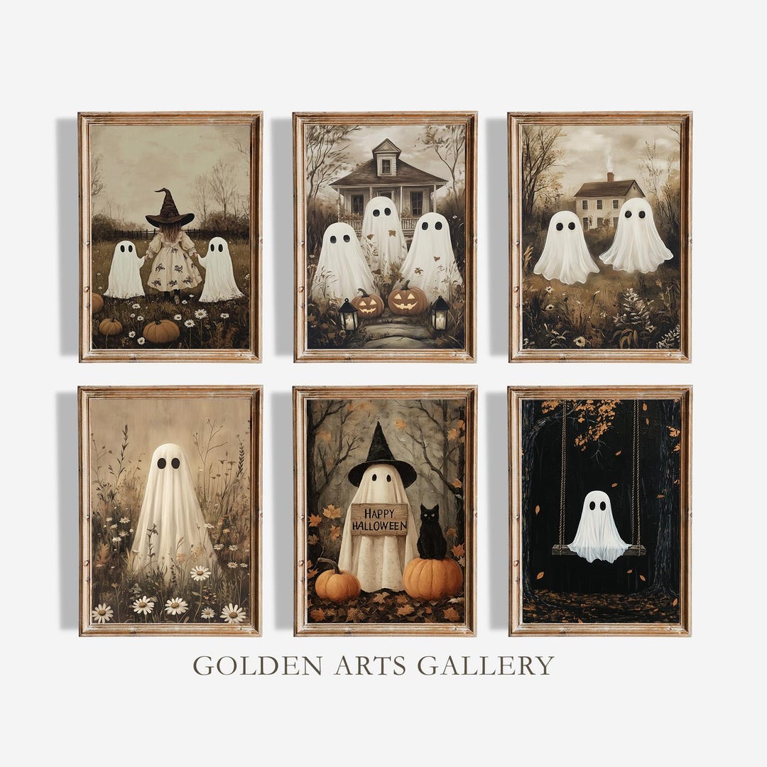 Vintage Ghost Halloween Gallery Wall Art Set (digital Download) - Etsy