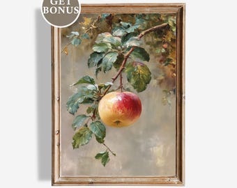 Impression botanique vintage de pomme : oeuvre d'art murale de cuisine rustique (téléchargement numérique