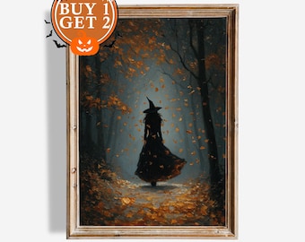 Dark Forest Hexe Art Print: Stimmungsvolle Halloween-Dekoration (Digitaler Download)