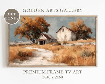 Farmhouse Autumn Landscape Frame TV Art: Vintage Cottagecore (Digital Download