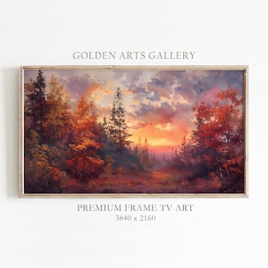 Autumn Sunset Forest Painting: Samsung Frame TV Art (Digital Download)