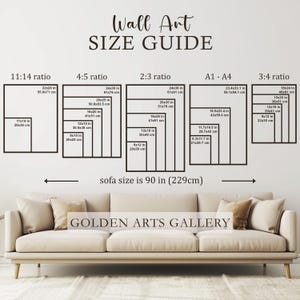 May include: Wall art size guide with various frame ratios and dimensions in inches and centimeters. Includes 11x14, 22x28, 24x30, 20x25, 16x20, 12x15, 8x10, 24x36, 20x30, 16x24, 12x18, 8x12, 23.4x33.1, 16.5x23.4, 11.7x16.5, 8.3x11.7, 18x24, 15x20, 12x16, and 9x12 inch sizes.