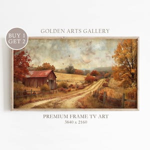 Autumn Farmhouse Landscape Frame TV Art, Rustic Country Art for TV, Fall Decor, Samsung Frame TV Art, Vintage Farm, Digital Download