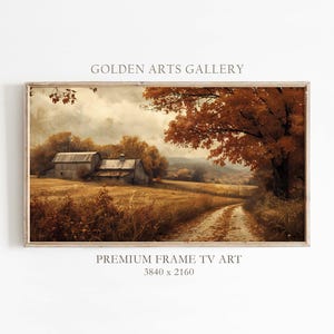 Autumn Farmhouse Landscape Frame TV Art, Rustic Country Art for TV, Fall Decor, Samsung Frame TV Art, Vintage Farm, Digital Download