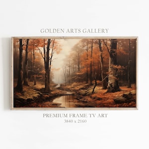 Autumn Forest Stream Frame TV Art: Serene Fall Landscape (Digital Download)