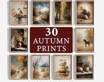 Fall Wall Art Prints: Vintage Autumn Decor Bundle (Digital Download)