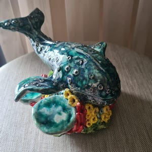 Handmade Ceramic Blue Whale Figurine – Ocean Inspired Home Décor