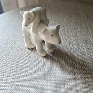 Handmade Ceramic Polar Bears Figurine – Arctic Wildlife Sculpture