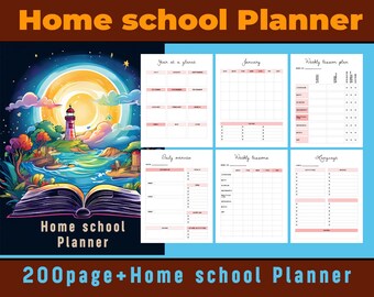 3 Homeschool planner  200+ pages, Homeschool planner printable 2024, Digital download, homeschool resources, Minimalist planner.