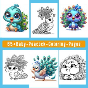 65+ cute baby Peacock Coloring Pages - Detailed Designs for Relaxation and Creativity - Instant Download Printable Art for Adults and Kids