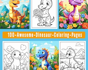 100 dinosaurussen kleurplaten, dinosaurus kleurplaten voor kinderen afdrukbaar, dinosaurus kleurplaten, dinosaurus kleurboek 8.5x11