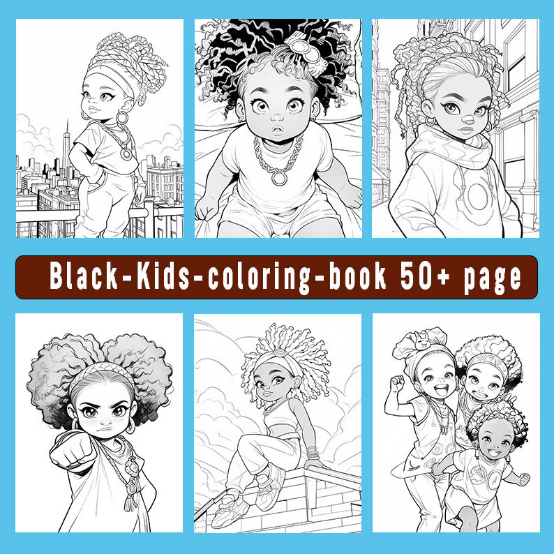 Black Kids Coloring Pages African American Boys and Girls, Instant ...