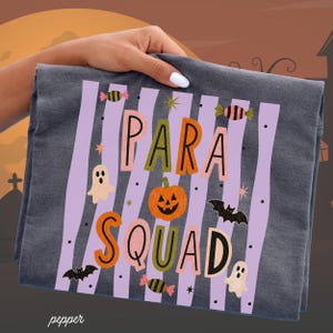 Spooky Para Squad Shirt, Halloween Paraprofessional Tee, Cute Classroom Aide Shirt, Pumpkin Teacher Assistant Gift Group Shirts Teacher Aide image 6