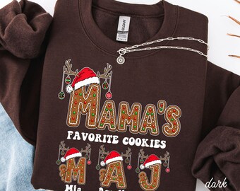 Personalized Mama Christmas Shirt, Custom Kids Names Shirt, Gingerbread Mom Sweatshirt, Family Christmas Hoodie, Christmas Gift for Mom