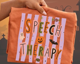 Speech Therapy Halloween Shirt Spooky Speech Therapy TShirt Comfort Colors SLP Ghost Shirt Speech Language Pathologist Tee Speech Pathology