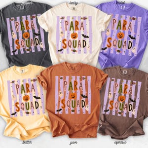 Spooky Para Squad Shirt, Halloween Paraprofessional Tee, Cute Classroom Aide Shirt, Pumpkin Teacher Assistant Gift Group Shirts Teacher Aide image 1