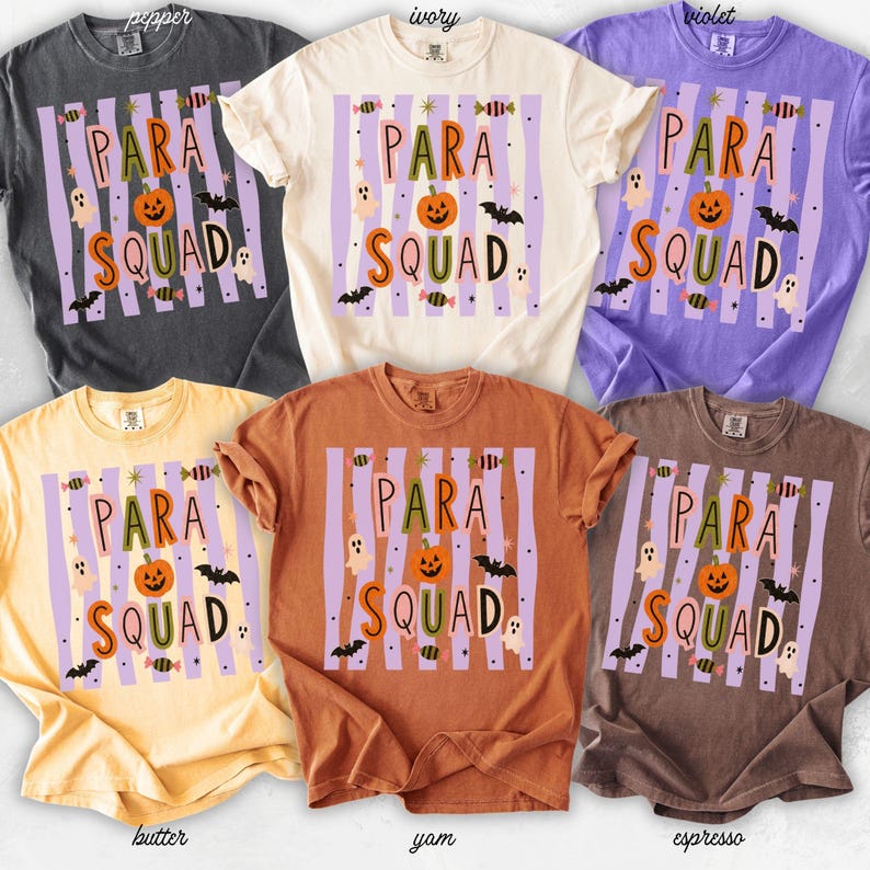 Spooky Para Squad Shirt, Halloween Paraprofessional Tee, Cute Classroom Aide Shirt, Pumpkin Teacher Assistant Gift Group Shirts Teacher Aide image 1