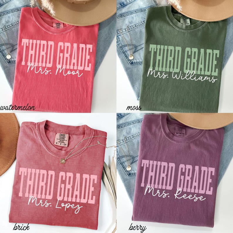 T-shirt personnalisé pour enseignant(e) de CE2 - Couleurs confortables - T-shirt pour la rentrée scolaire - Cadeau pour enseignant(e) - T-shirt avec le nom de l'enseignant(e) de CE2 - GGC381 image 10