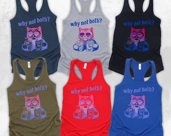 Why not both Bisexual pride Tank Top bi pride Tanktop Subtle pride Tank bisexual Punny Shirt Retro Pride Shirt Cat Shirt Queer tanks GGT016
