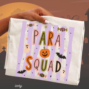 Spooky Para Squad Shirt, Halloween Paraprofessional Tee, Cute Classroom Aide Shirt, Pumpkin Teacher Assistant Gift Group Shirts Teacher Aide image 9