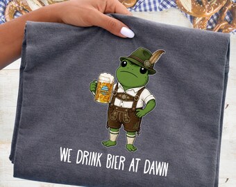 Comfort Colors Tee Oktoberfest Shirt We drink beer at dawn Funny Beer Festival Tee German Oktoberfest Shirt Fall Drinking Shirt Pretzel Tee